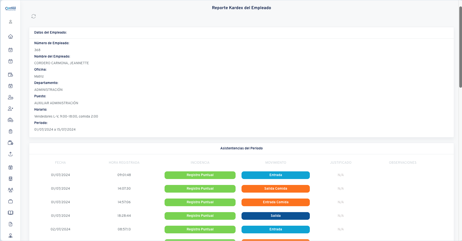 Genera reportes kardex de determinados períodos